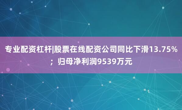 专业配资杠杆|股票在线配资公司同比下滑13.75%；归母净利润9539万元